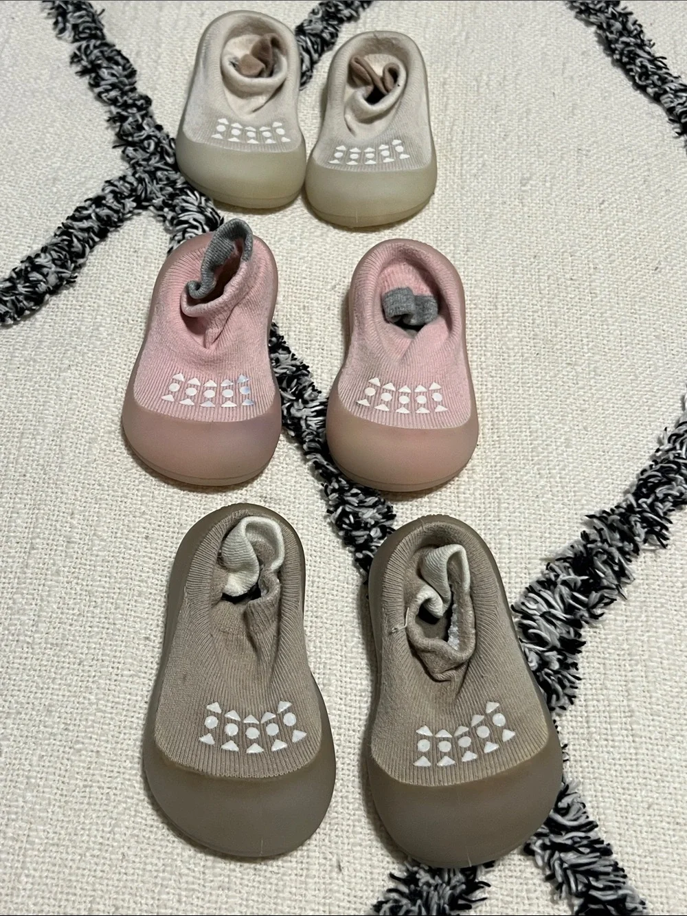 3 Pair Infant Size 20/21 (4/5) Non-Slip Rubber Toe Sock Shoes